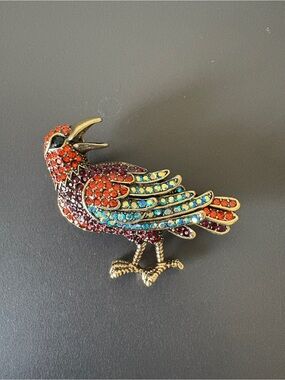 Vintage-Style Multicolor Bird Pin Brooch - Decorative Bird Jewelry